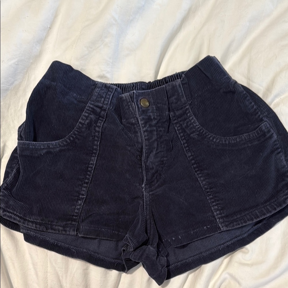 Women's Navy Corduroy Shorts
